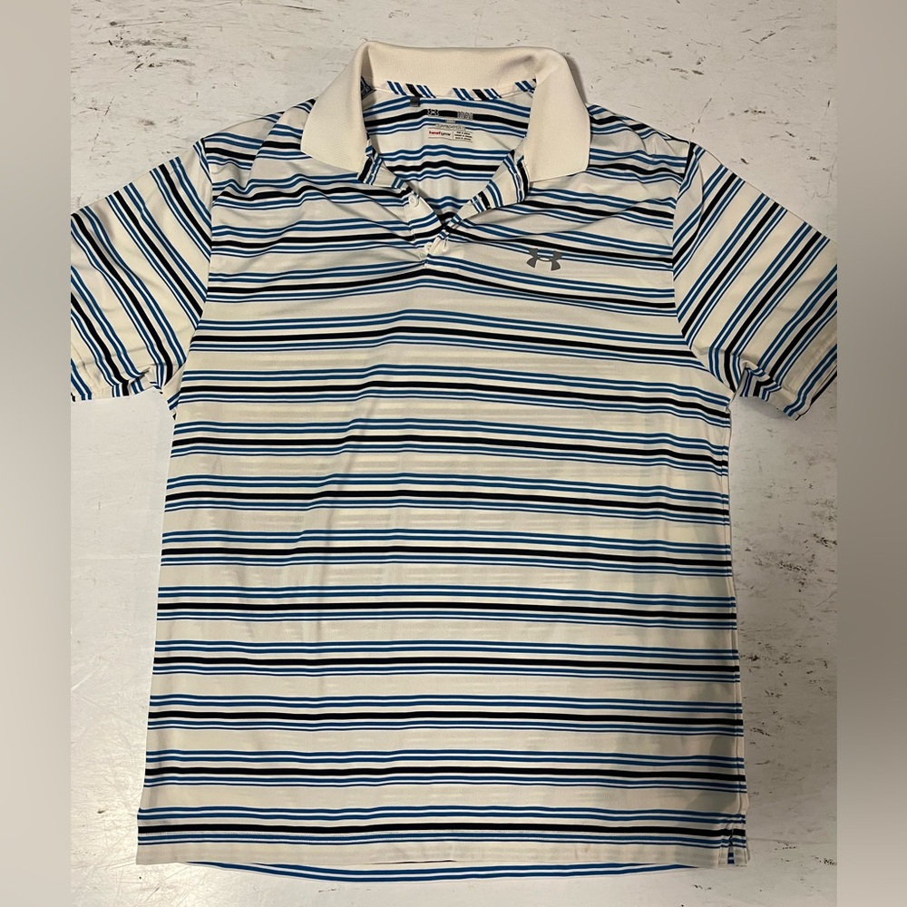 Under Armour Loose Fit Striped Polo Golf Shirt Large